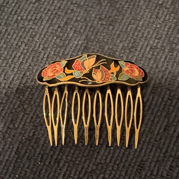 Accessories - Cloisonné Floral Gold Hair Comb